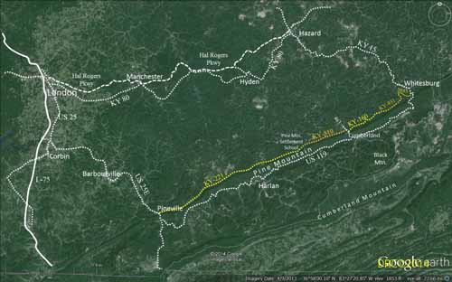 Foot of Pine Mountain roads