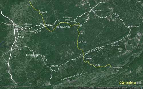 US-421 in Southeastern Kentucky